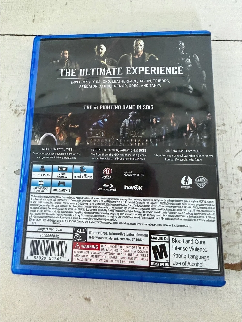Mortal Kombat XL PlayStation 4 PS4 Video Game Disc Complete Case
